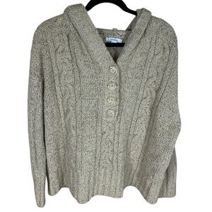 Women's Dressbarn Beige Chenille Long Sleeve Hoodie Cable Knit Sweater 22/24